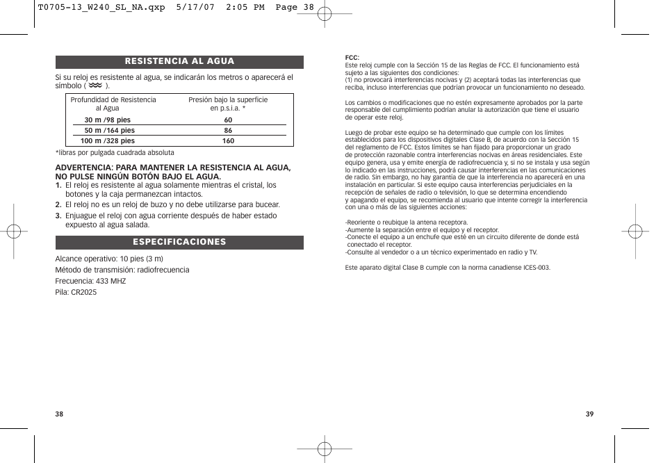 Timex M805 User Manual | Page 21 / 22