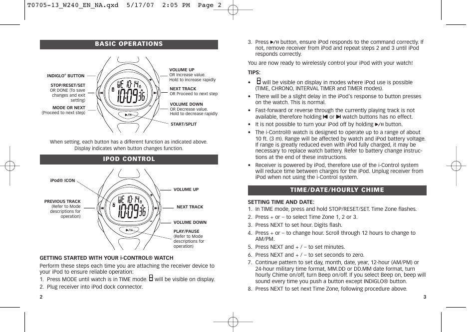 Timex M805 User Manual | Page 3 / 22