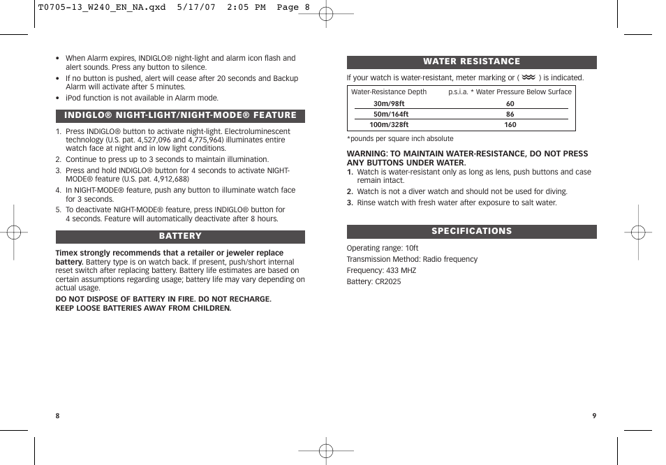 Timex M805 User Manual | Page 6 / 22