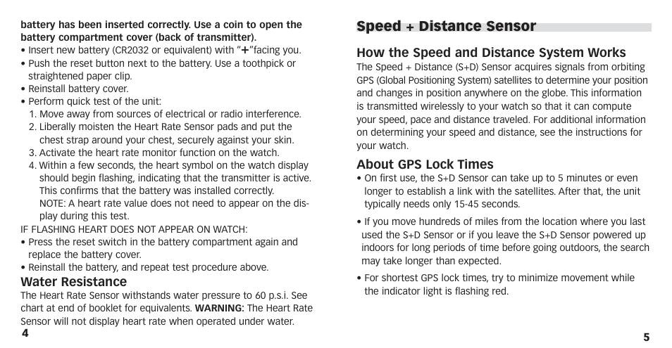 Speed + distance sensor | Timex M821 User Manual | Page 4 / 11