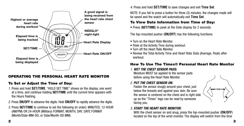 Timex W228 User Manual | Page 3 / 8