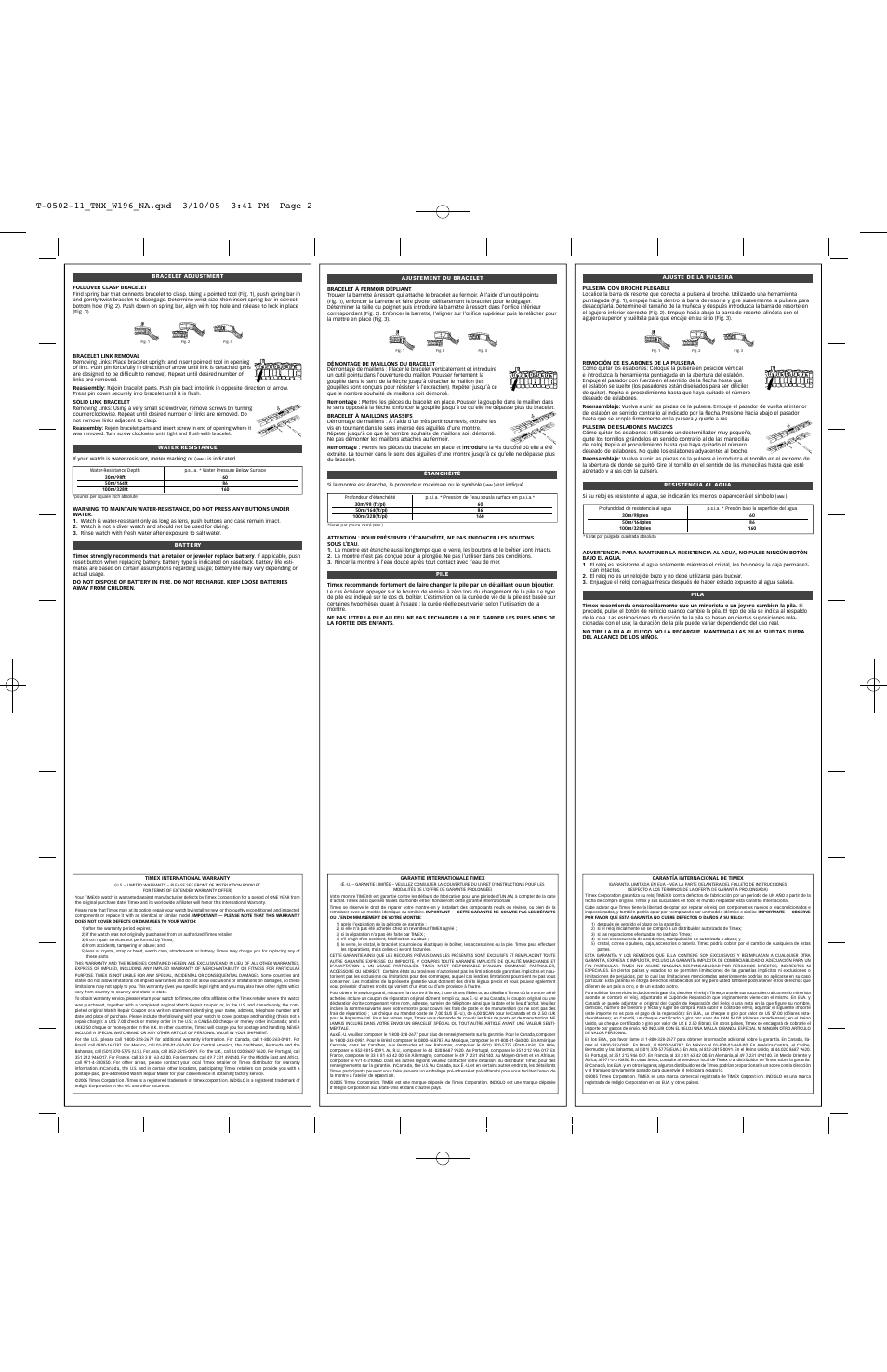 Timex 311-095000 NA User Manual | Page 2 / 2