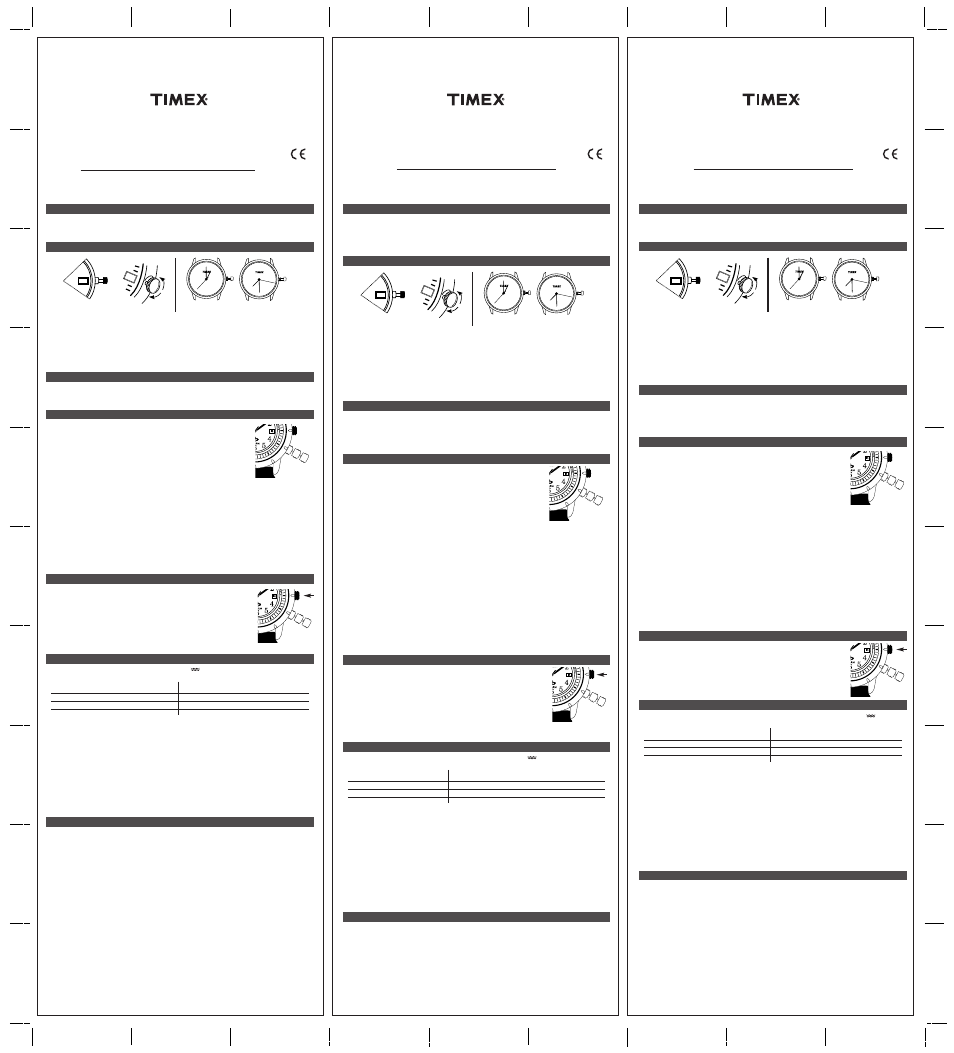 Timex W206 User Manual | 2 pages