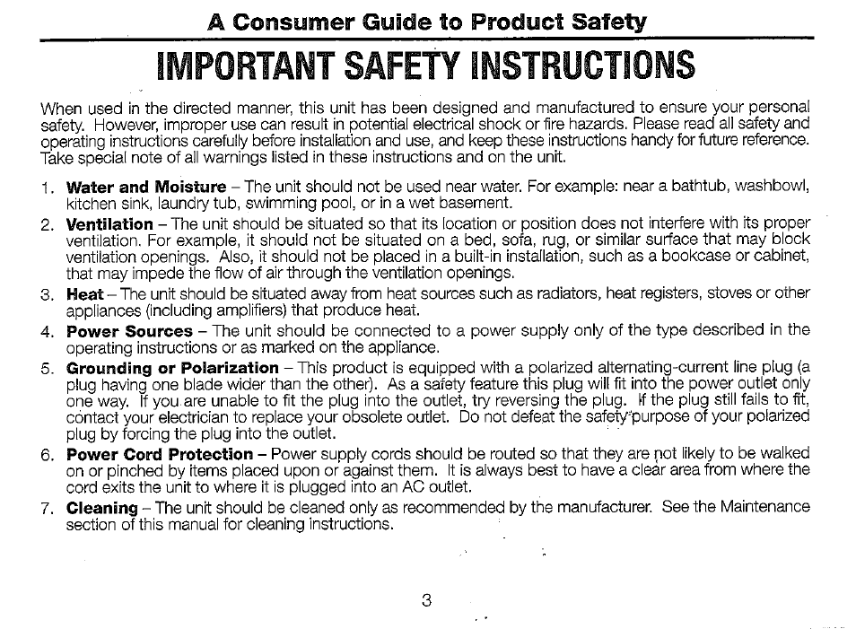 Important safety instructions, A consumer guide to product safety | Timex T625B User Manual | Page 3 / 20