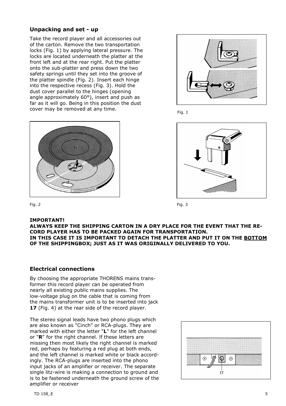 THORENS TD158 User Manual | Page 5 / 9