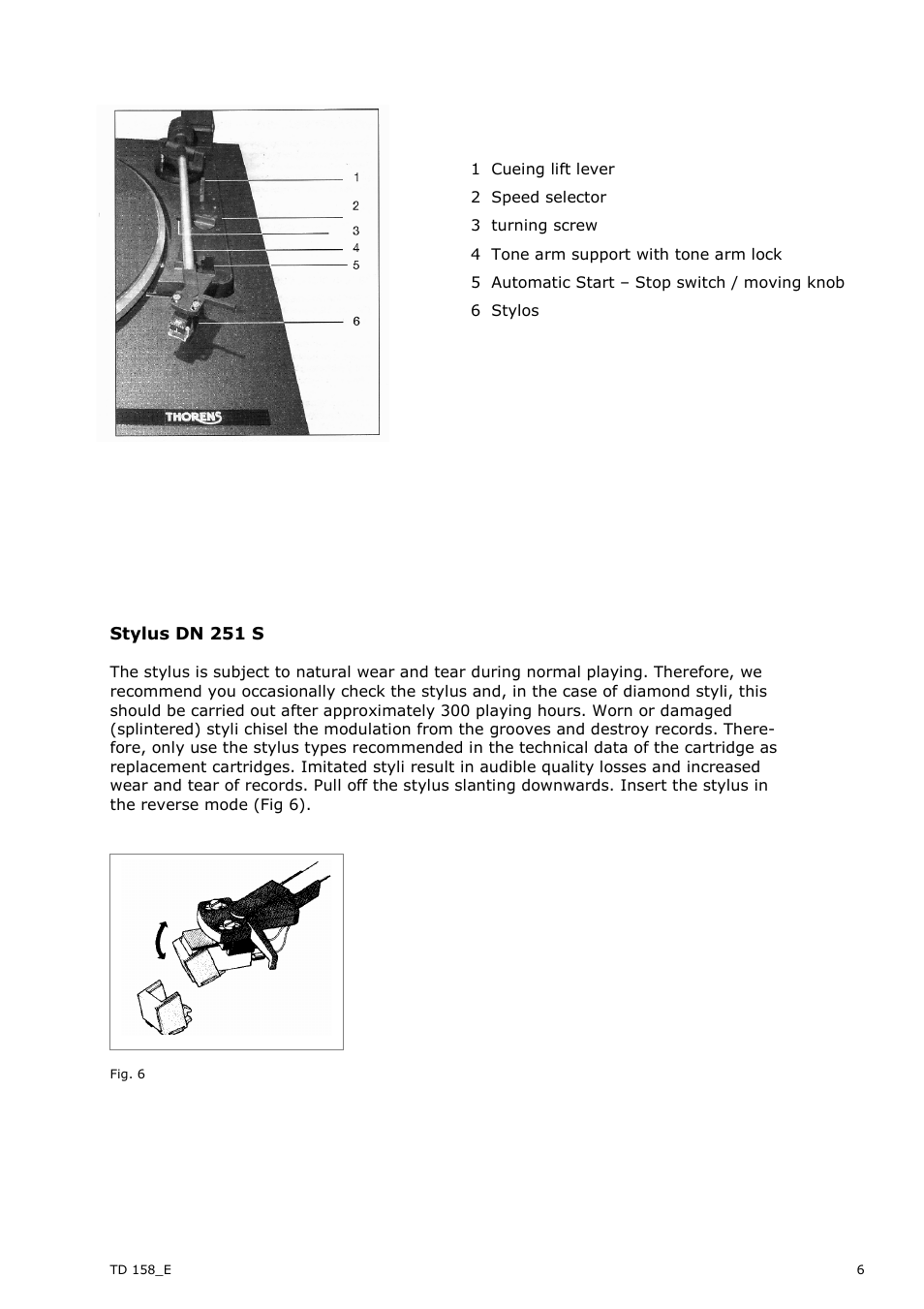 THORENS TD158 User Manual | Page 6 / 9