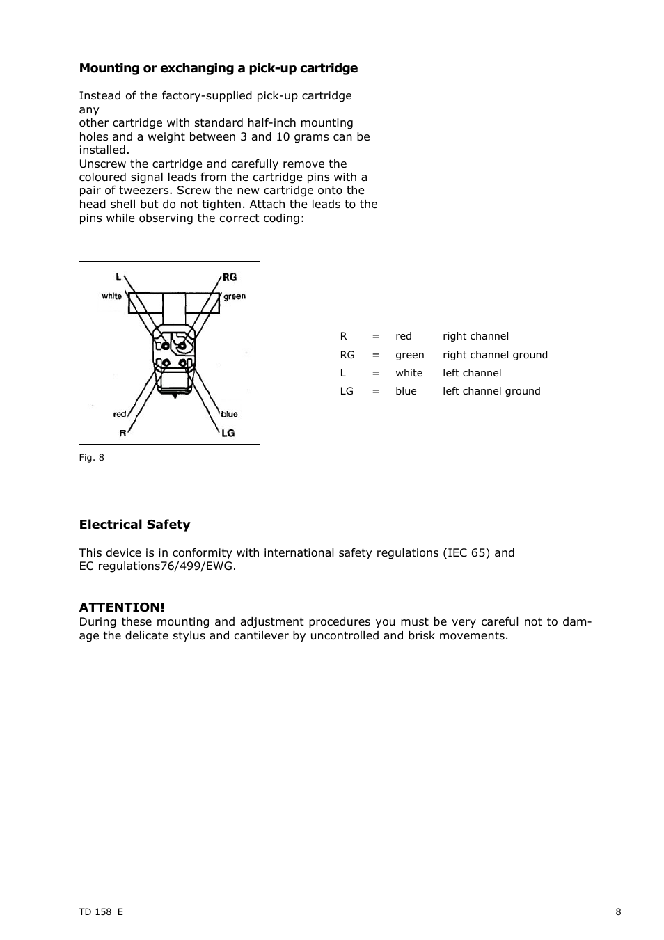 THORENS TD158 User Manual | Page 8 / 9