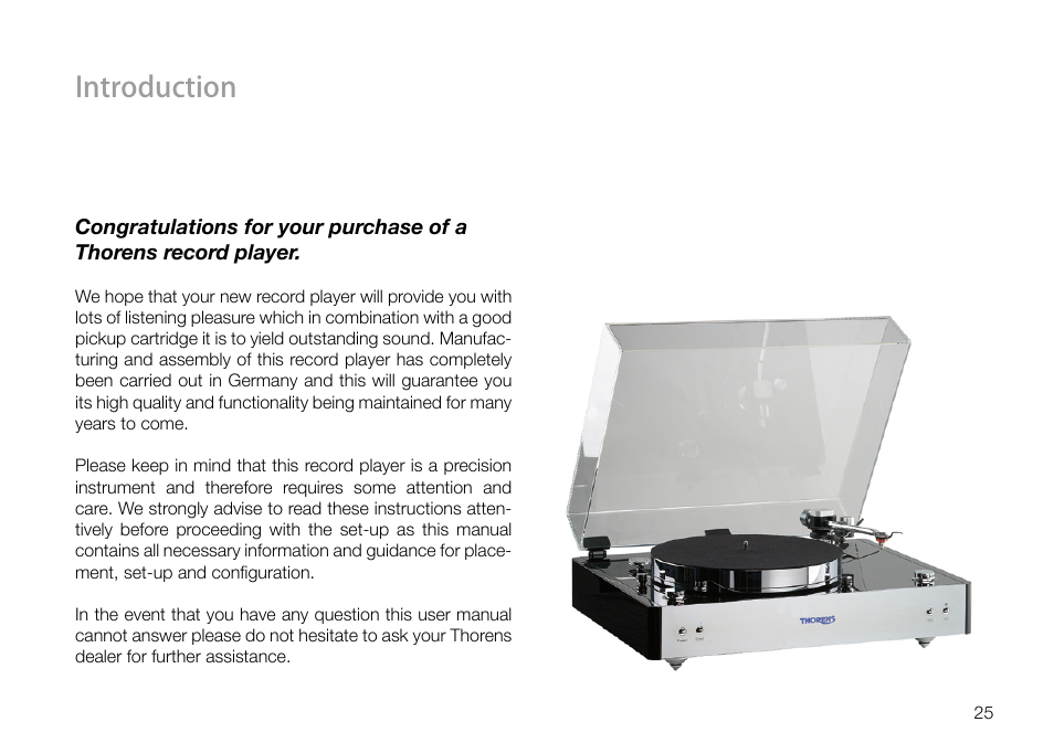 Introduction | THORENS TD 550 User Manual | Page 25 / 64