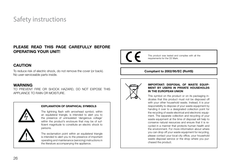 Safety instructions | THORENS TD 550 User Manual | Page 26 / 64