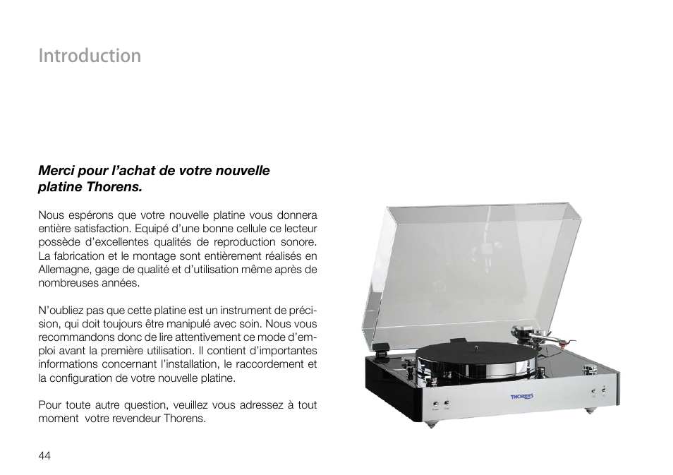 Introduction | THORENS TD 550 User Manual | Page 44 / 64