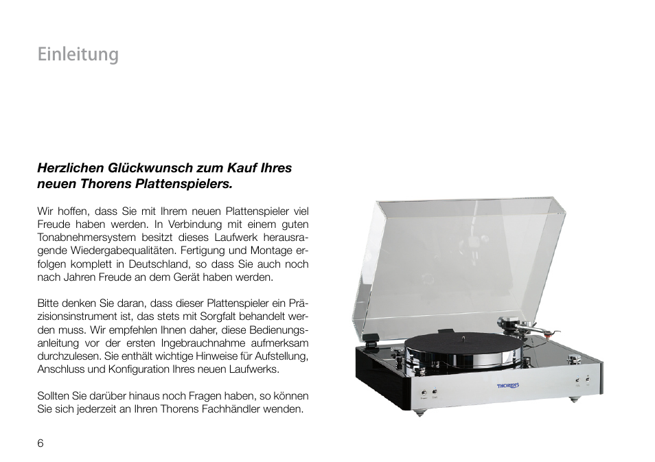 Einleitung | THORENS TD 550 User Manual | Page 6 / 64