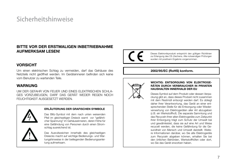 Sicherheitshinweise | THORENS TD 550 User Manual | Page 7 / 64