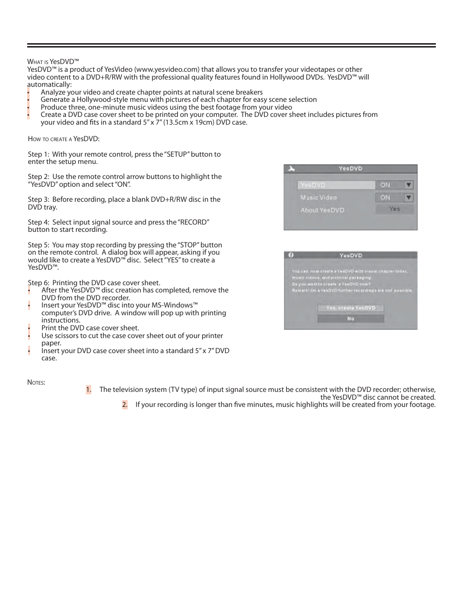 Instructions for creating a yesdvd | TVGuardian DRM-2001G User Manual | Page 23 / 48