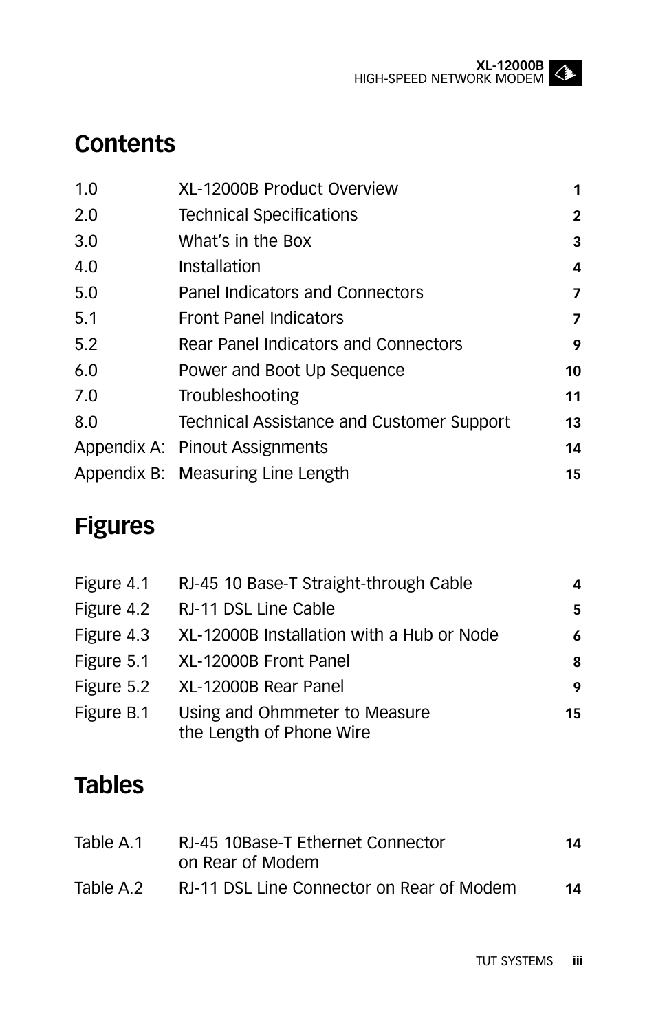 Tut Systems XL-12000B User Manual | Page 4 / 20