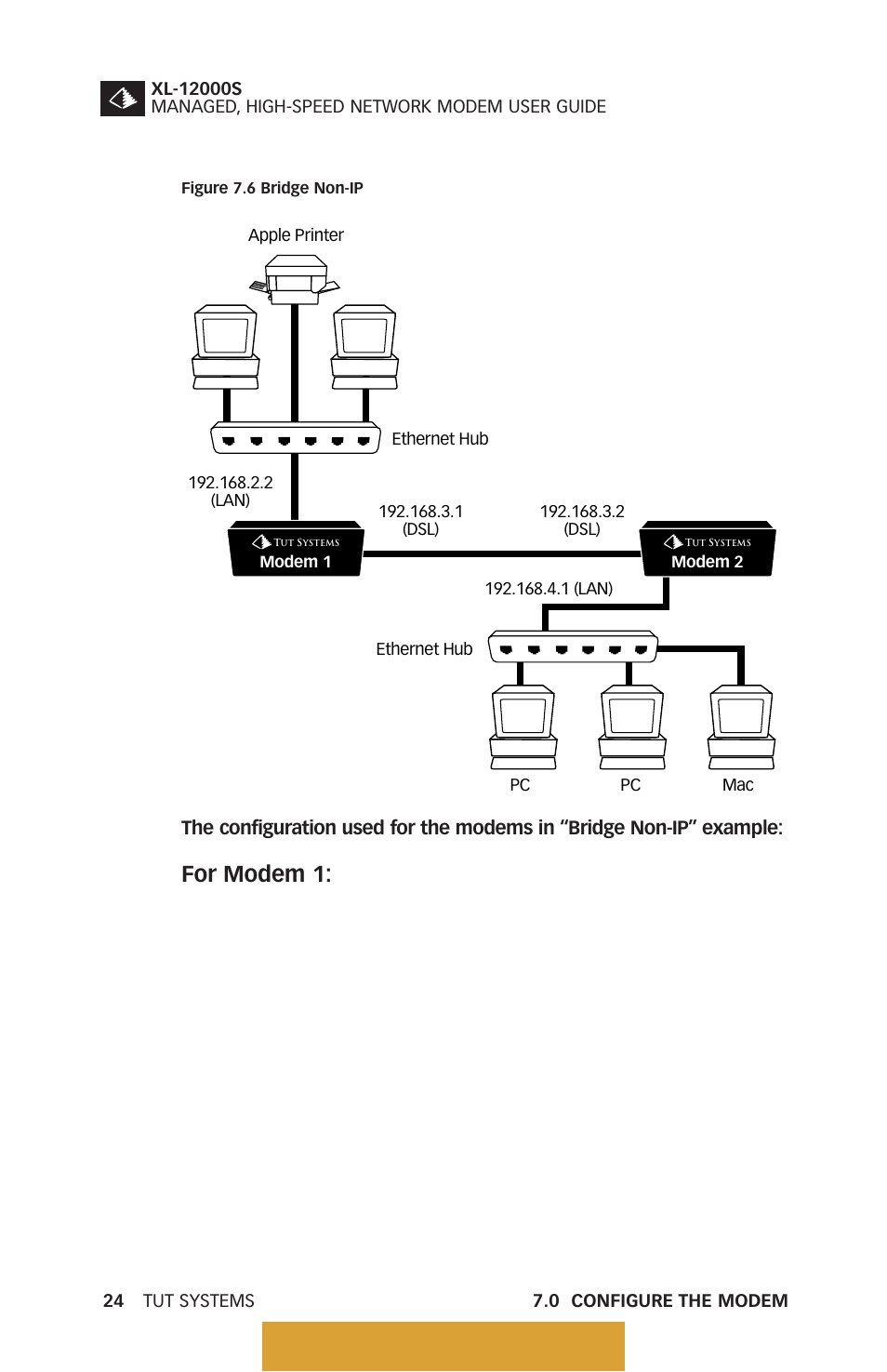 Figure 7.6, Bridge non-ip, Back to table of contents | Tut Systems XL-12000S User Manual | Page 32 / 78