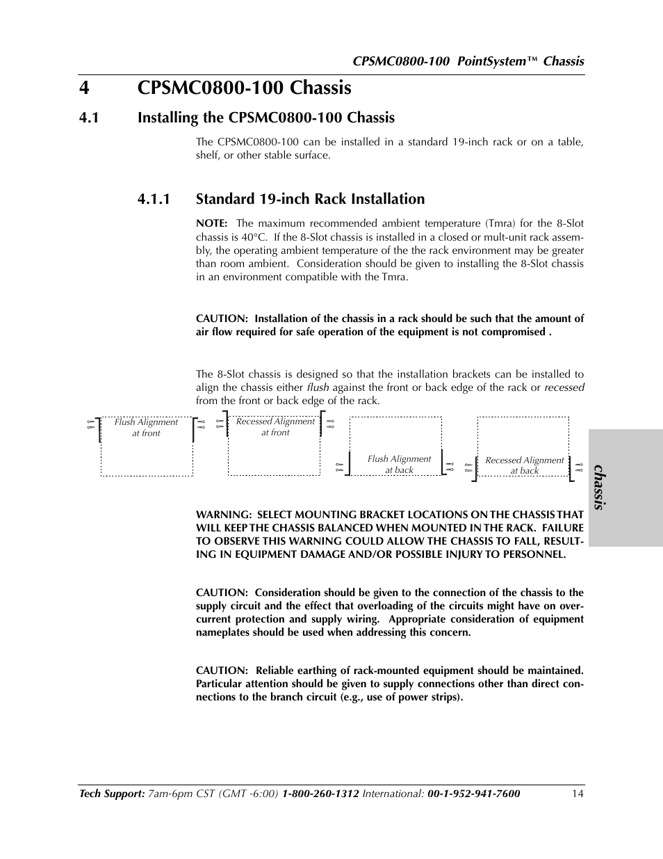 Chassis, 1 standard 19-inch rack installation | Transition Networks CPSMC0800-100 User Manual | Page 14 / 26