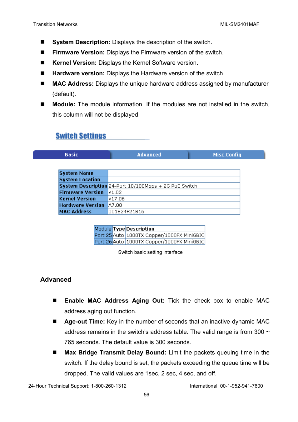 Transition Networks MIL-SM2401MAF User Manual | Page 62 / 111
