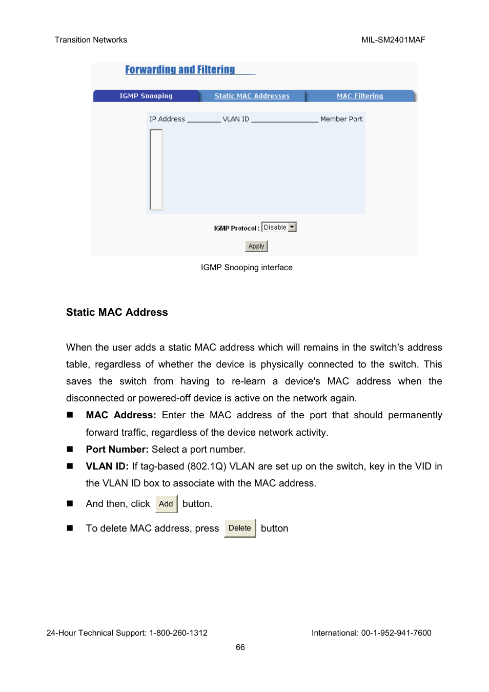 Transition Networks MIL-SM2401MAF User Manual | Page 72 / 111