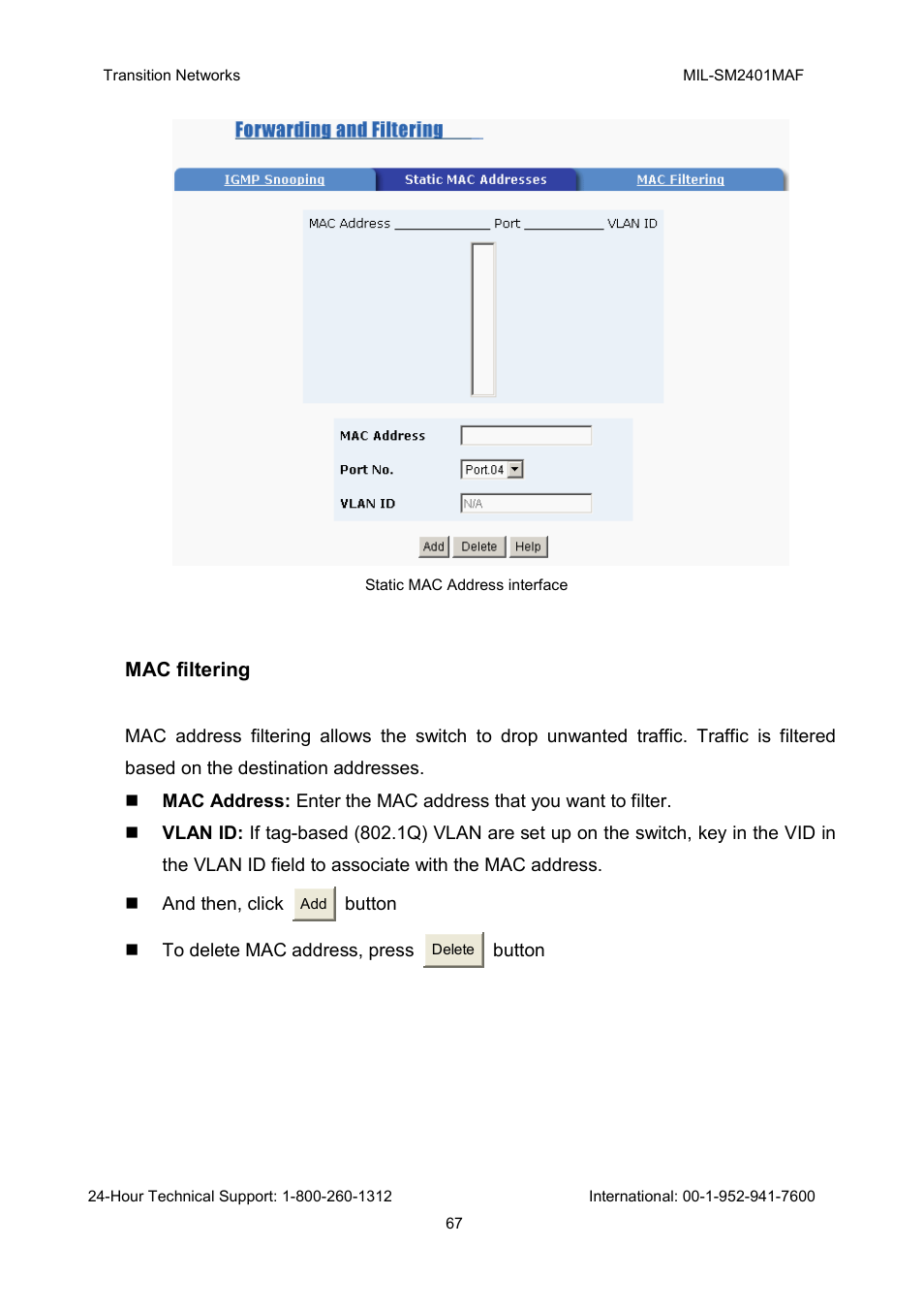 Transition Networks MIL-SM2401MAF User Manual | Page 73 / 111