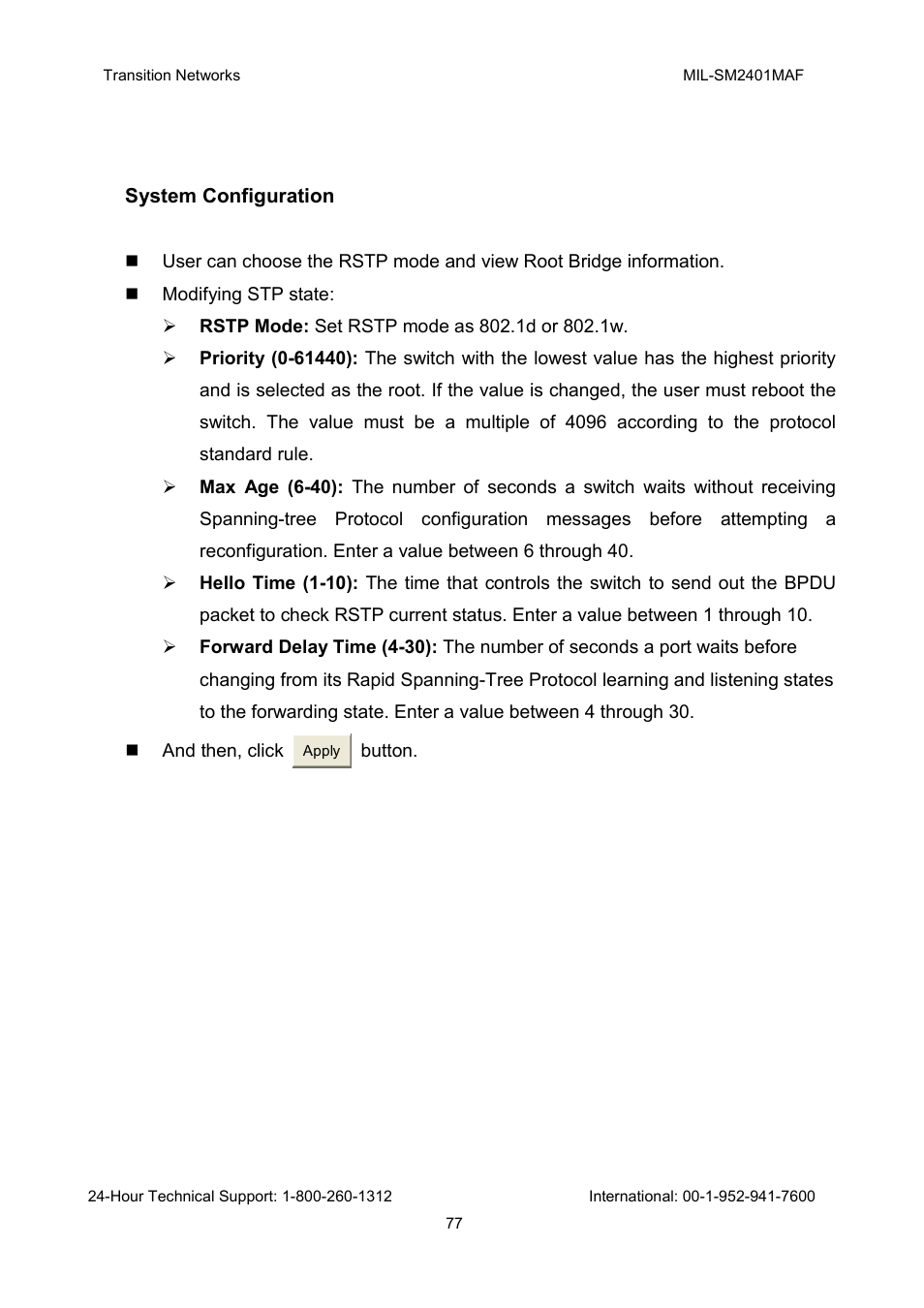 Transition Networks MIL-SM2401MAF User Manual | Page 83 / 111