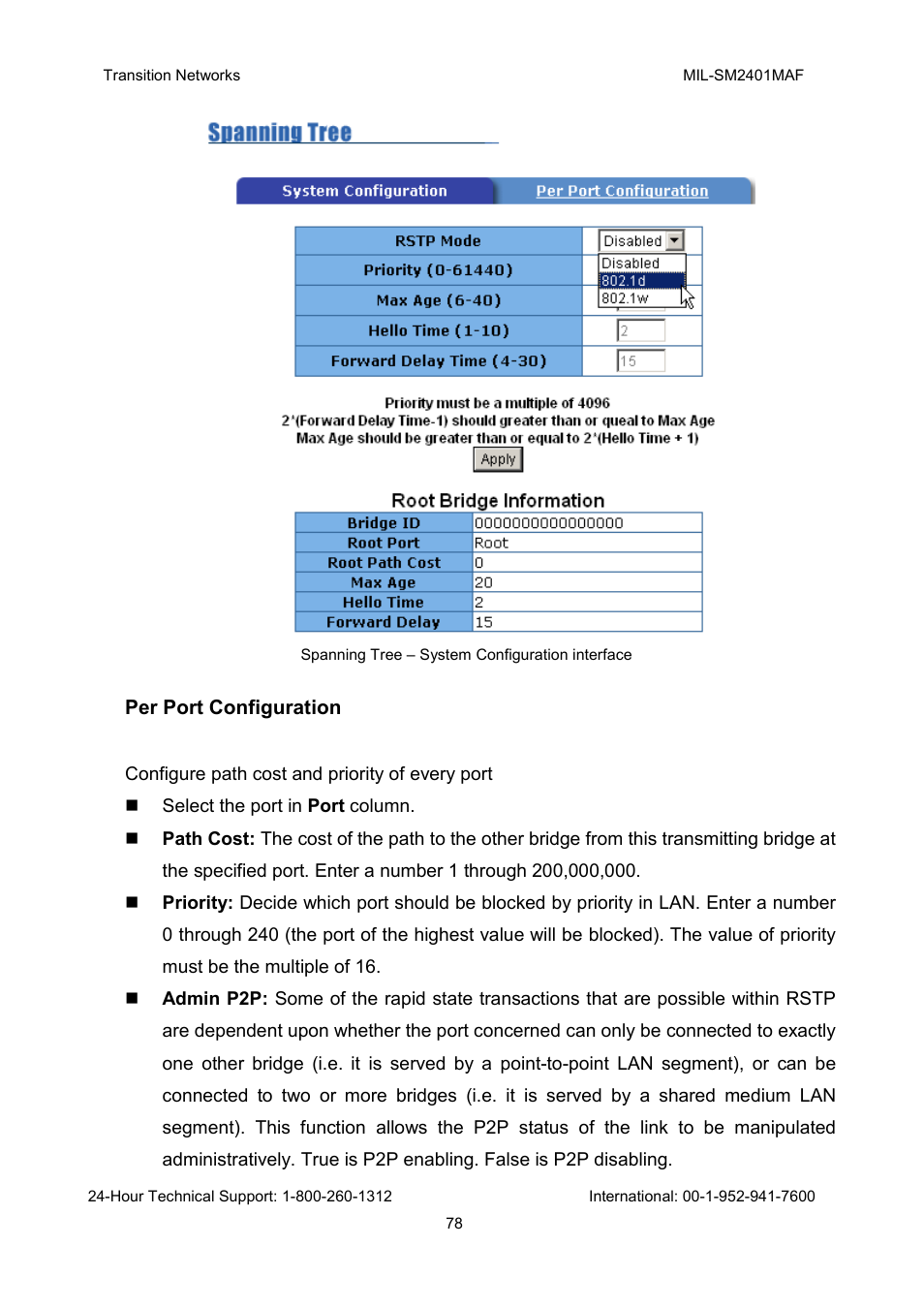 Transition Networks MIL-SM2401MAF User Manual | Page 84 / 111