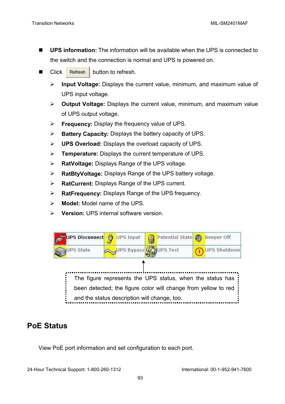 Poe status | Transition Networks MIL-SM2401MAF User Manual | Page 99 / 111