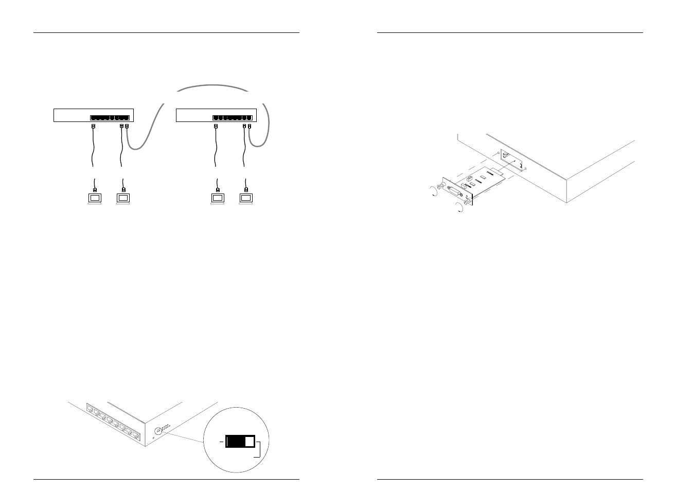 Installing slide-in cards, Connecting 10baset cable at lanmaster t8 front | Transition Networks E-TBT-HB-0802 User Manual | Page 12 / 12