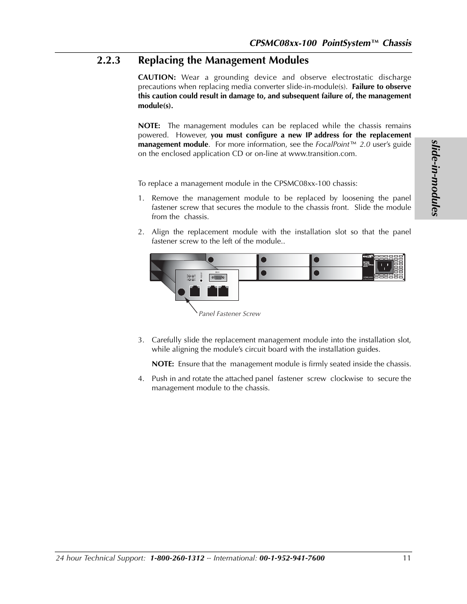 Chassis | Transition Networks POINTSYSTEM CPSMC0810-100 User Manual | Page 11 / 30