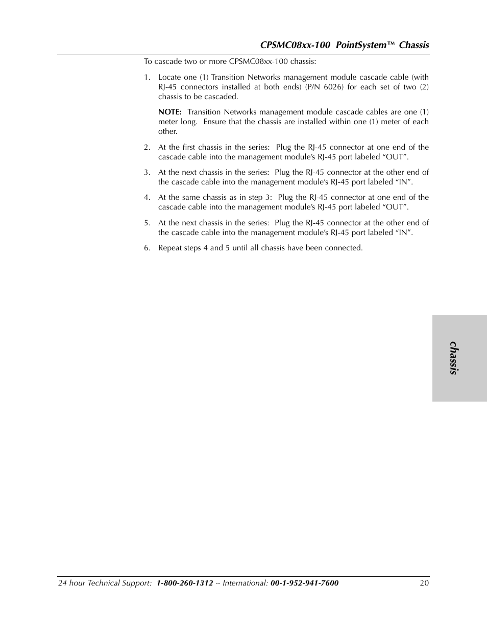 Chassis | Transition Networks POINTSYSTEM CPSMC0810-100 User Manual | Page 20 / 30