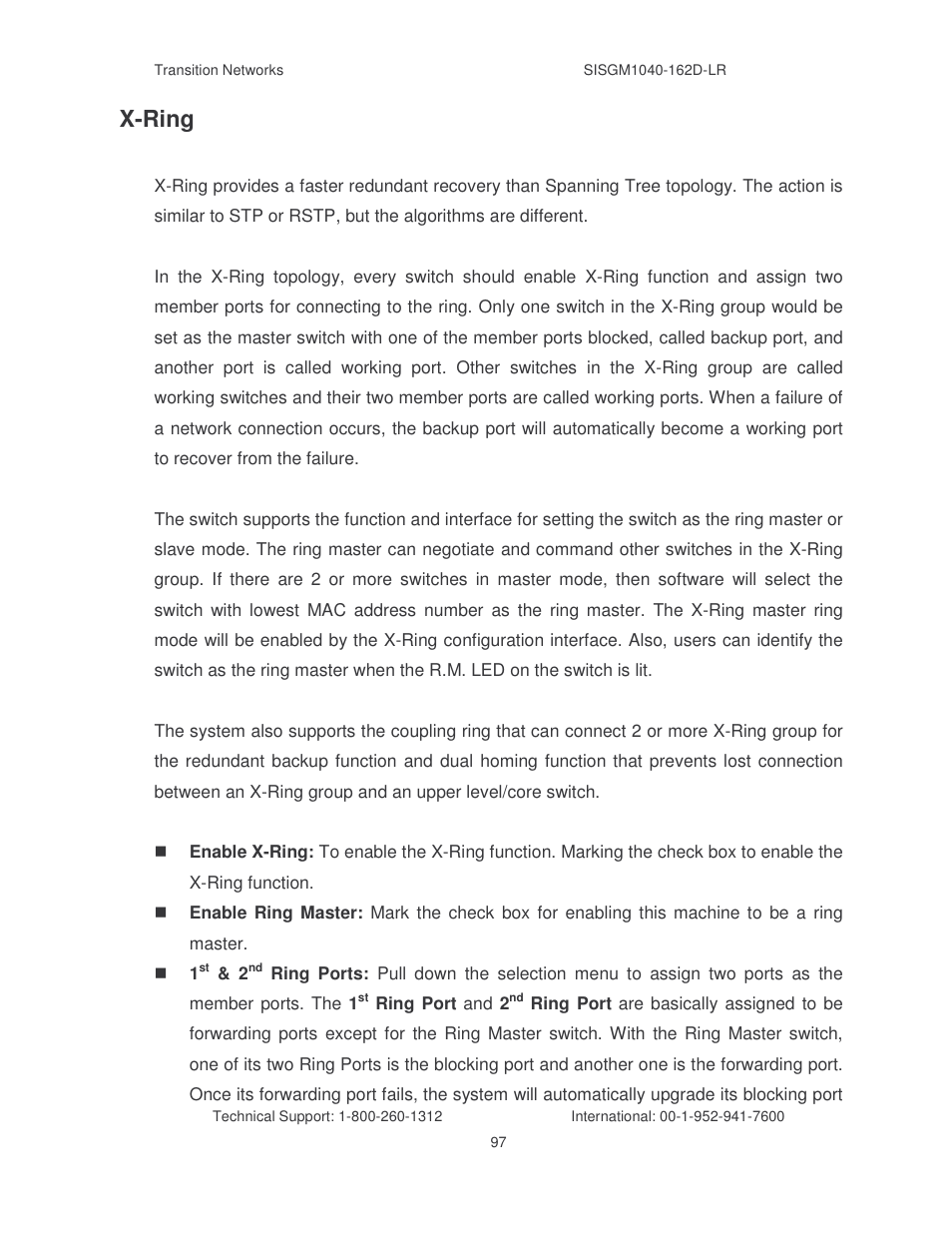X-ring | Transition Networks SISGM1040-162D User Manual | Page 104 / 132
