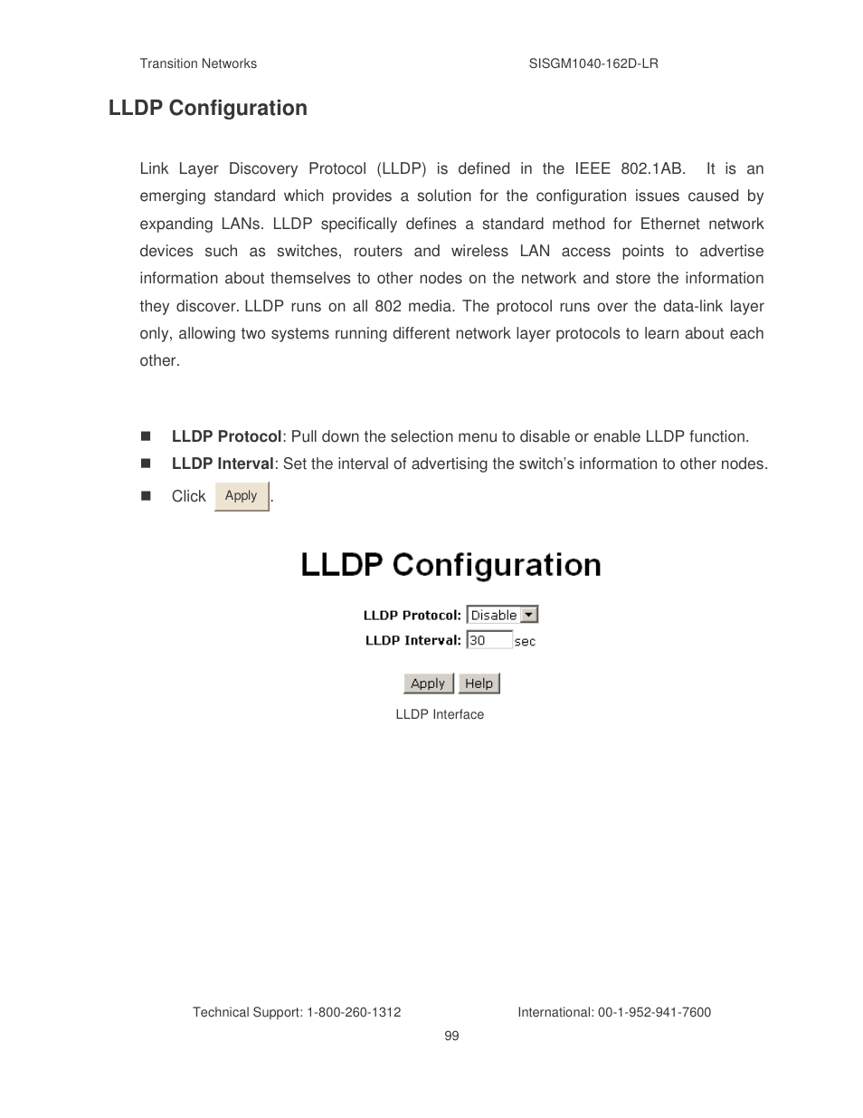 Lldp configuration | Transition Networks SISGM1040-162D User Manual | Page 106 / 132