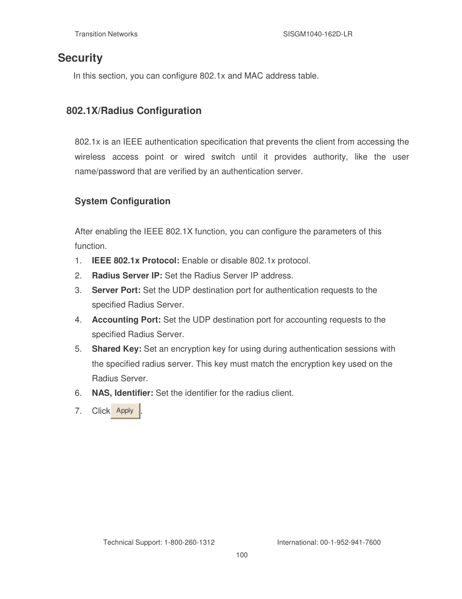 Security | Transition Networks SISGM1040-162D User Manual | Page 107 / 132