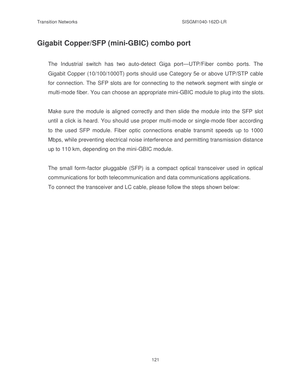 Gigabit copper/sfp (mini-gbic) combo port | Transition Networks SISGM1040-162D User Manual | Page 128 / 132