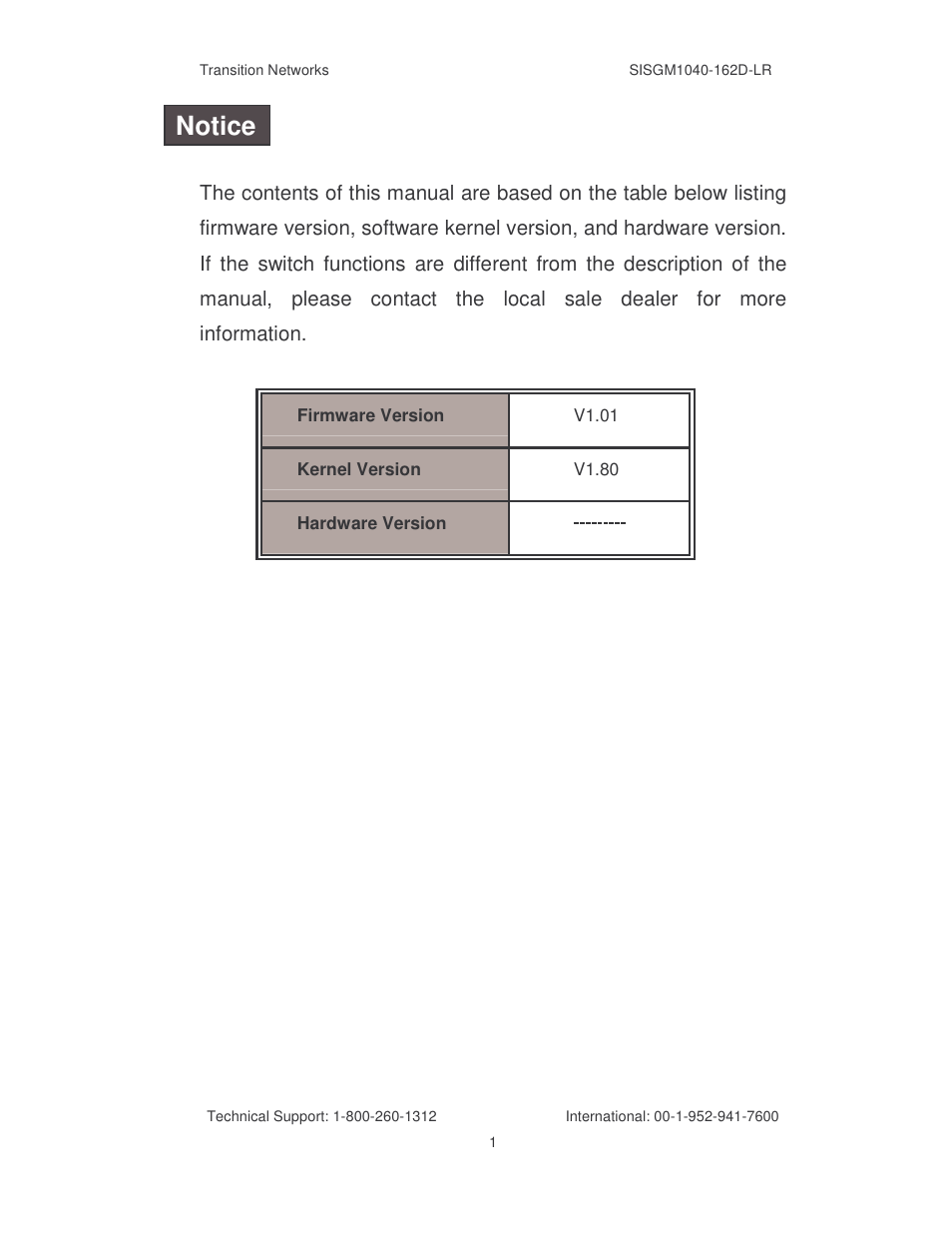 Notice | Transition Networks SISGM1040-162D User Manual | Page 2 / 132