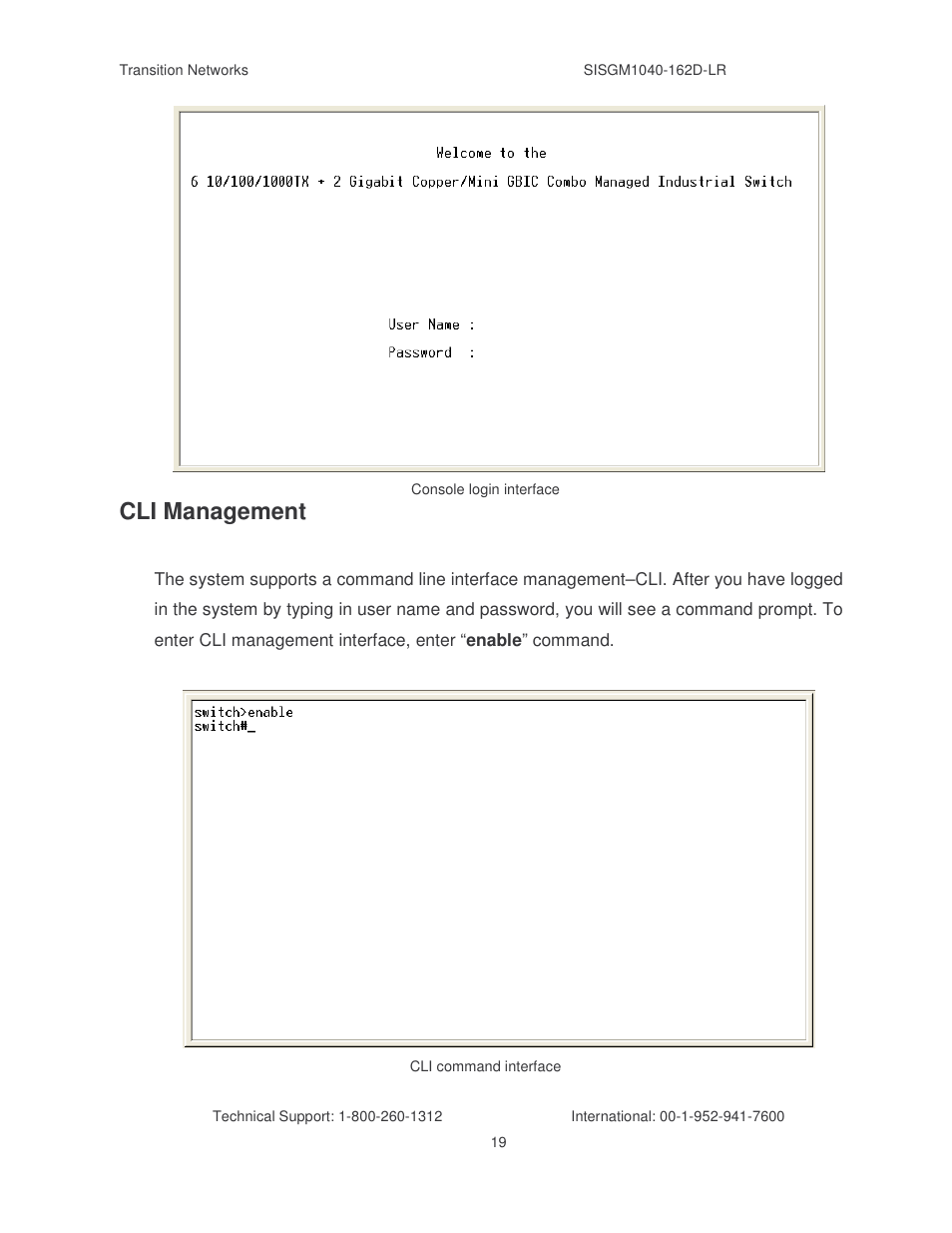Cli management | Transition Networks SISGM1040-162D User Manual | Page 26 / 132