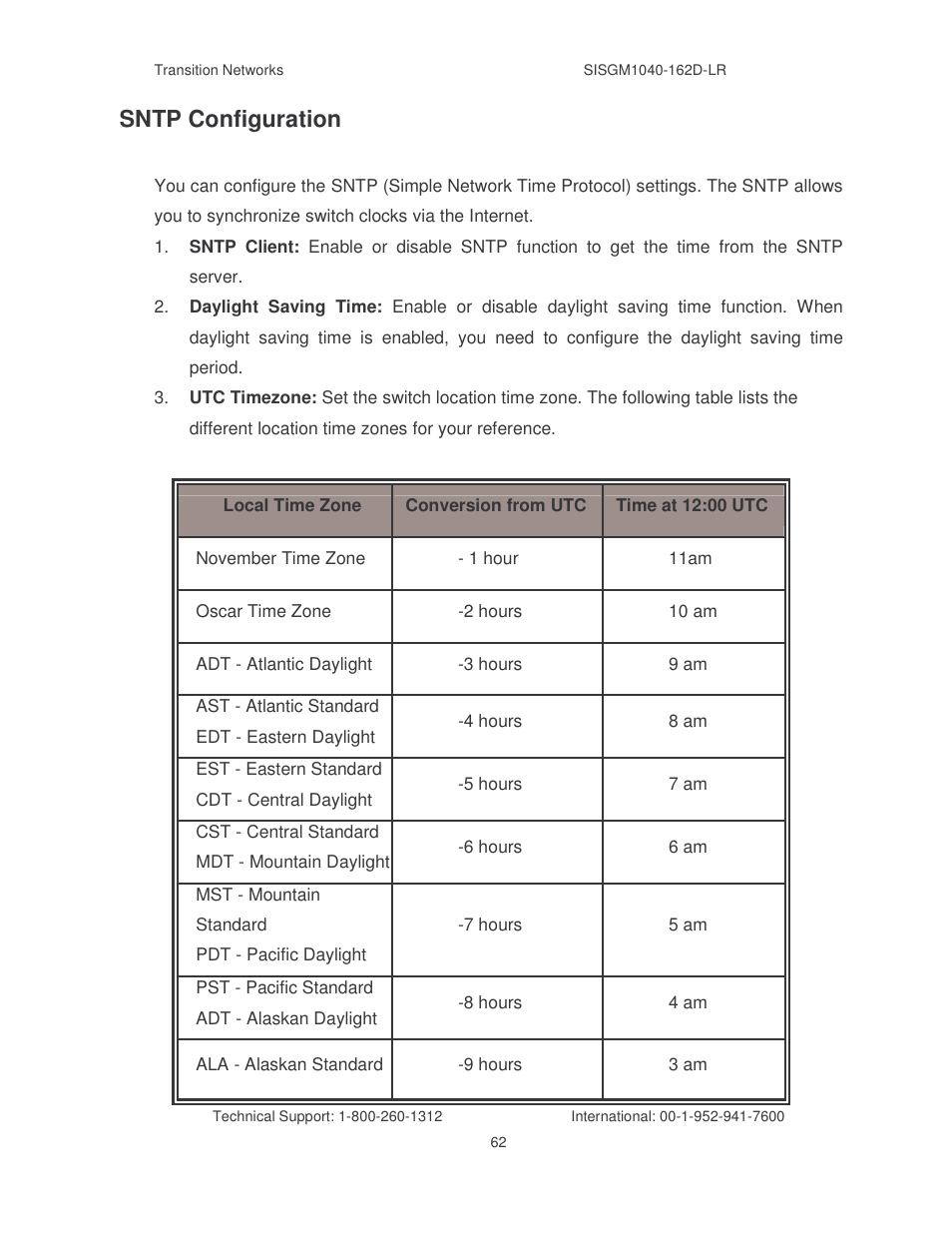 Sntp configuration | Transition Networks SISGM1040-162D User Manual | Page 69 / 132