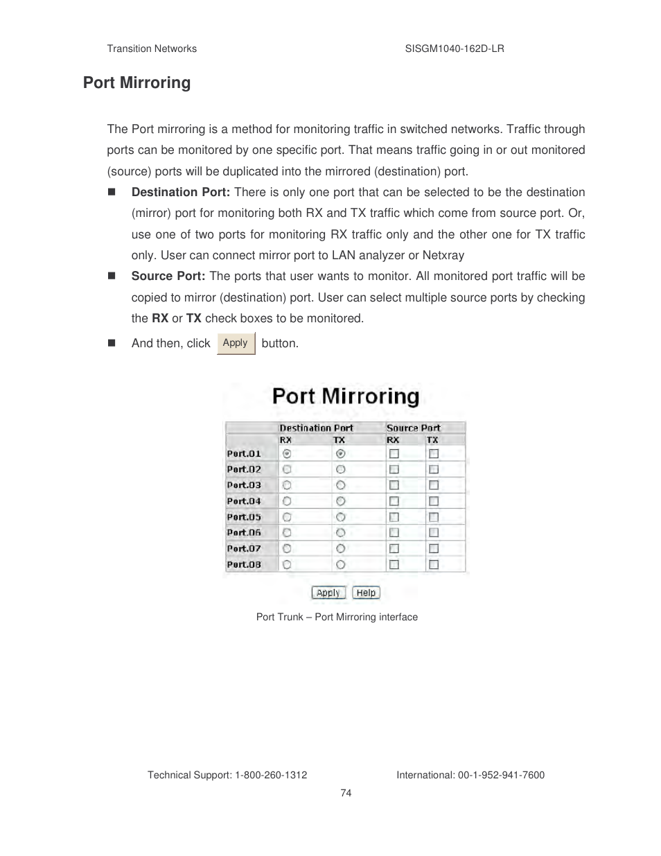 Port mirroring | Transition Networks SISGM1040-162D User Manual | Page 81 / 132