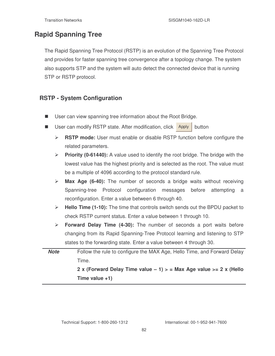 Rapid spanning tree | Transition Networks SISGM1040-162D User Manual | Page 89 / 132