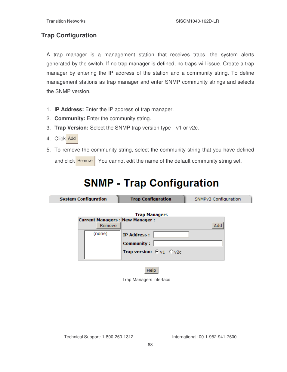 Trap configuration | Transition Networks SISGM1040-162D User Manual | Page 95 / 132