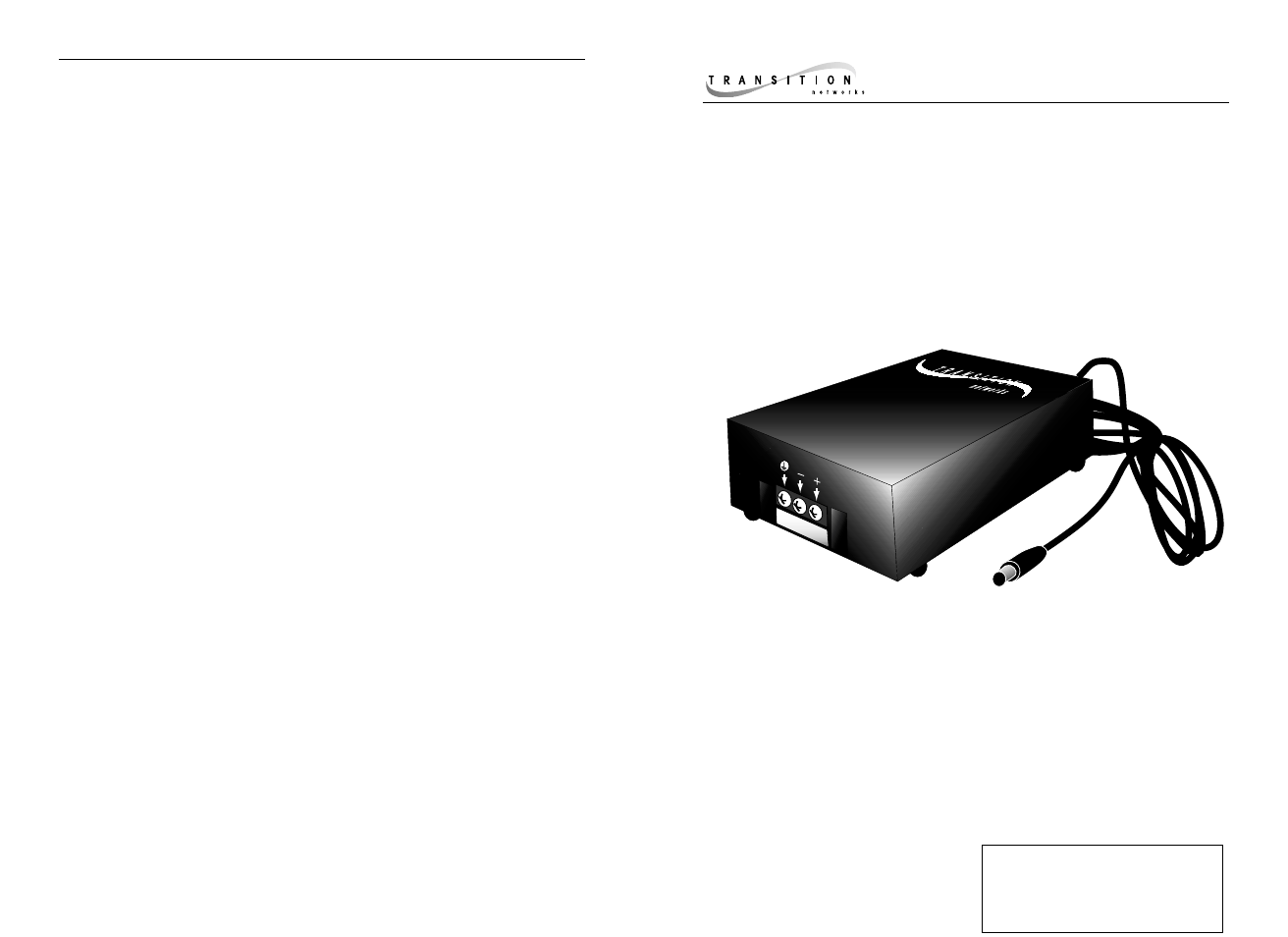Transition Networks 48 VDC-TO-12VDC SPS-48V User Manual | 4 pages