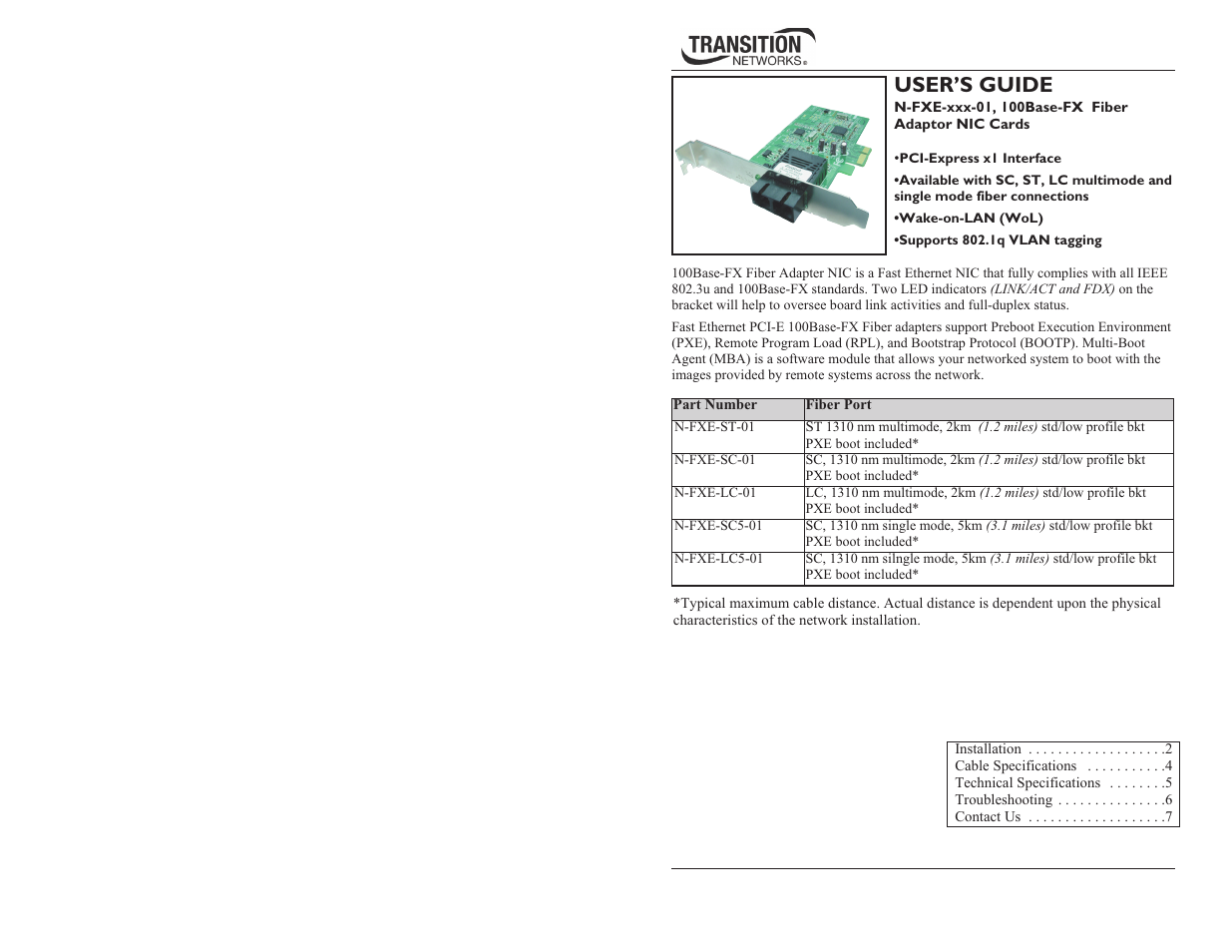 Transition Networks Transition NFXEXXX01 User Manual | 5 pages