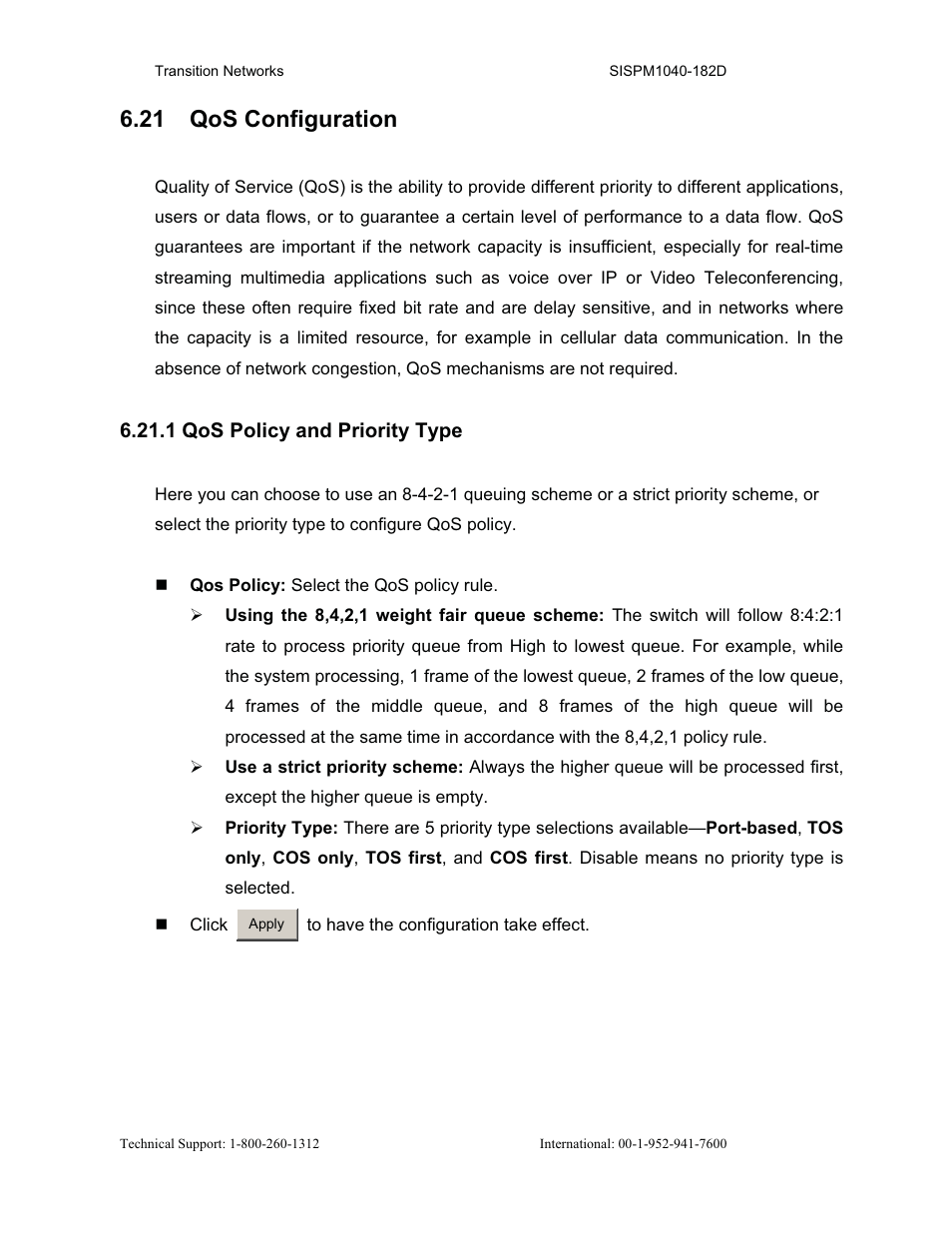 21 qos configuration | Transition Networks SISPM1040-182D User Manual | Page 105 / 157