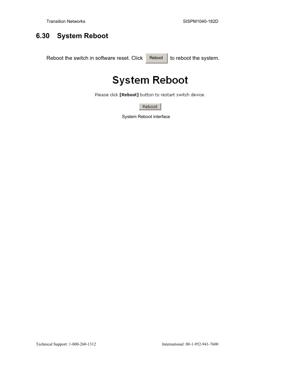 30 system reboot | Transition Networks SISPM1040-182D User Manual | Page 127 / 157