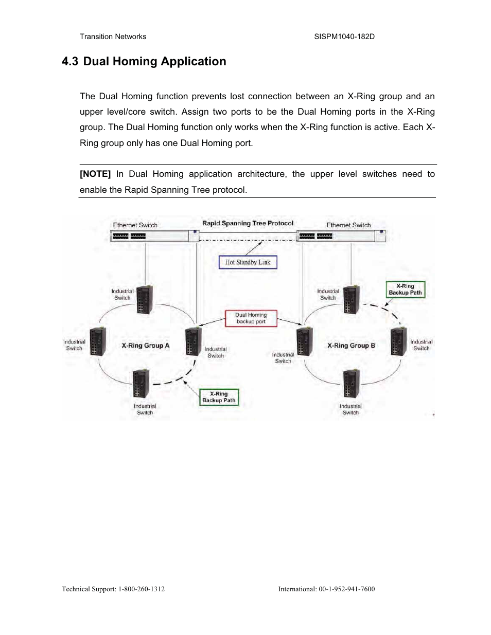 3 dual homing application | Transition Networks SISPM1040-182D User Manual | Page 35 / 157