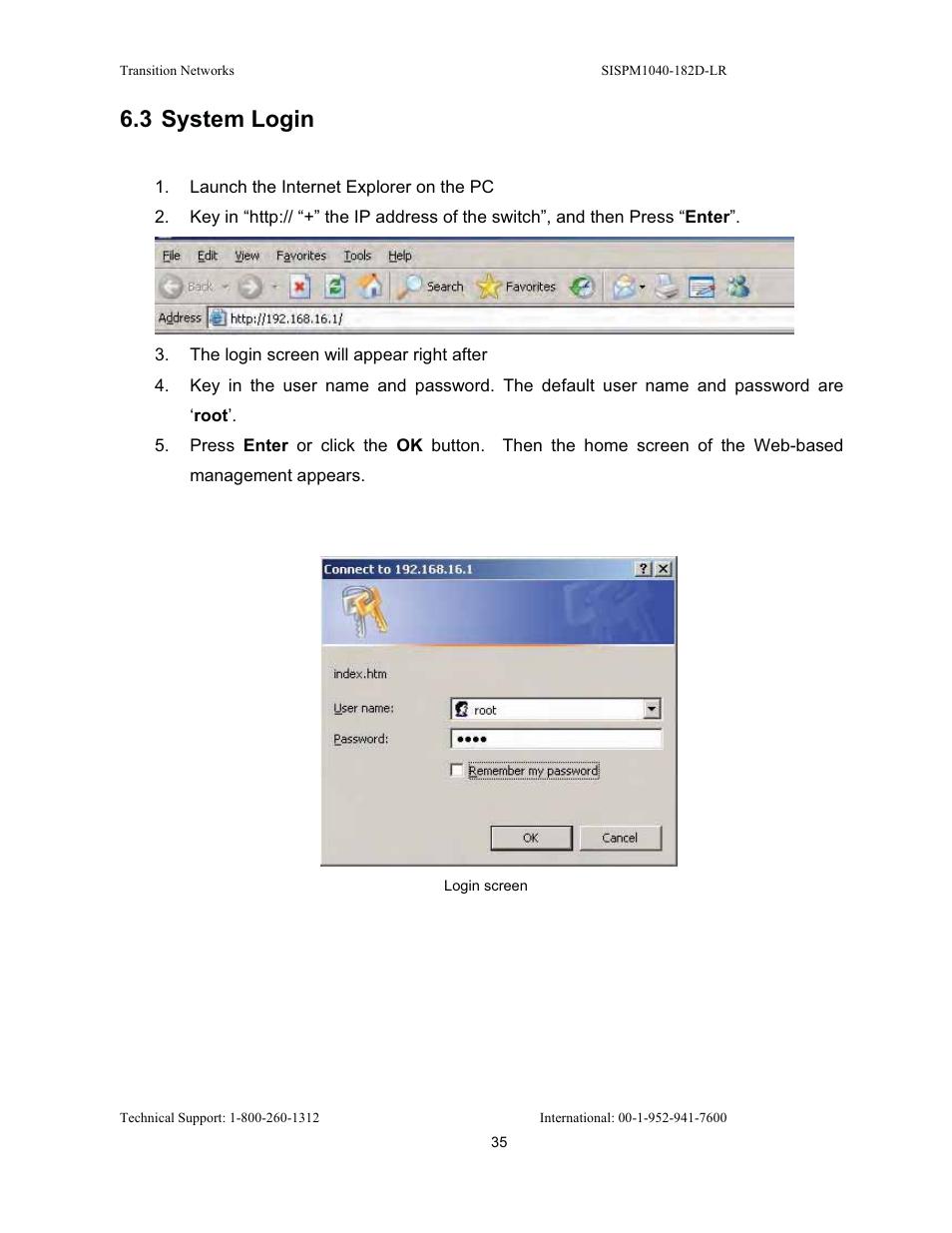 3 system login | Transition Networks SISPM1040-182D User Manual | Page 43 / 157