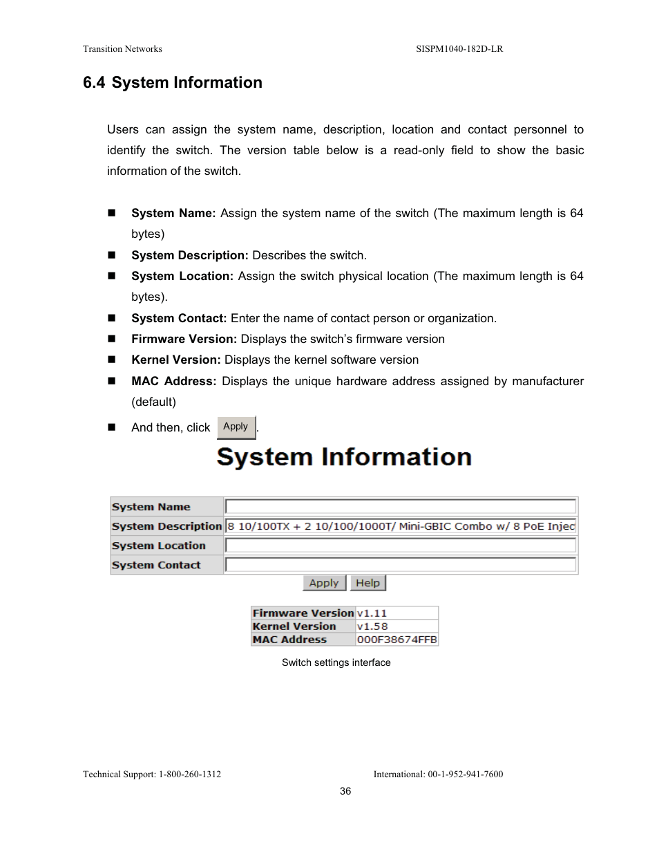 4 system information | Transition Networks SISPM1040-182D User Manual | Page 44 / 157