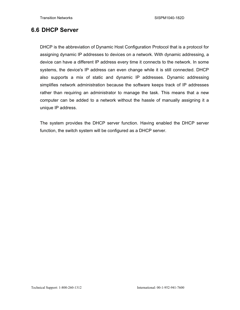 6 dhcp server | Transition Networks SISPM1040-182D User Manual | Page 47 / 157