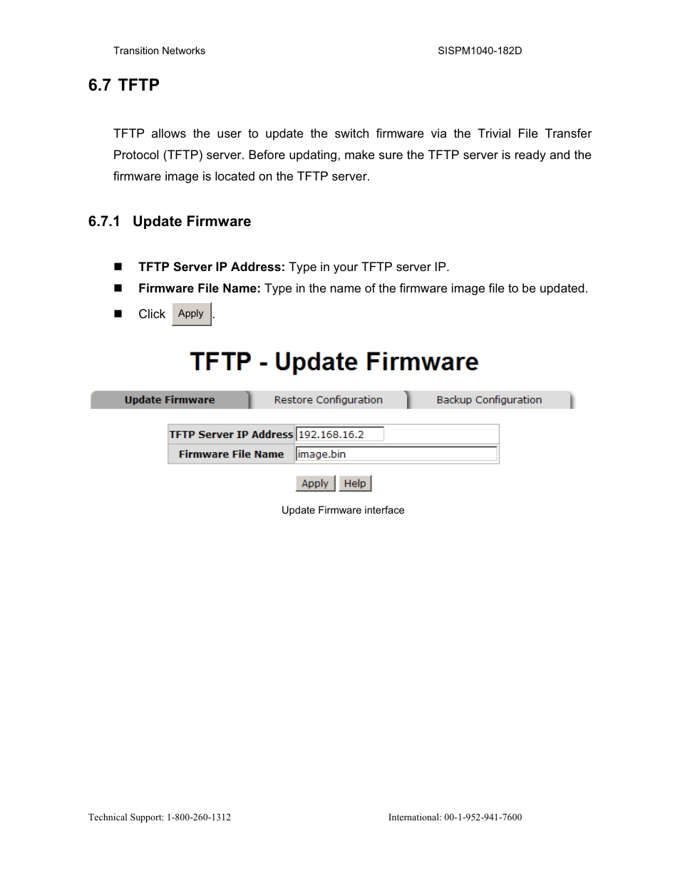 7 tftp, 1 update firmware | Transition Networks SISPM1040-182D User Manual | Page 51 / 157