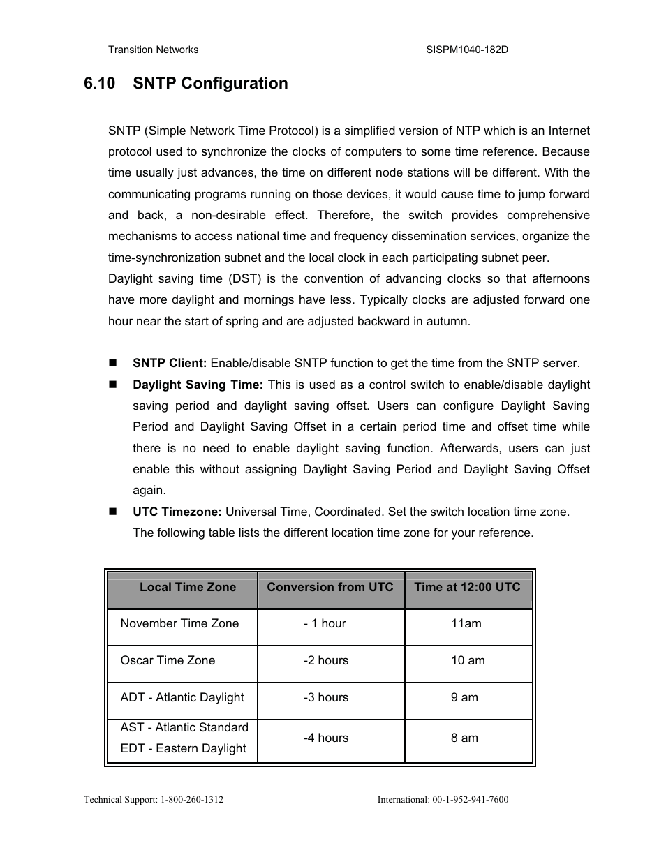 10 sntp configuration | Transition Networks SISPM1040-182D User Manual | Page 61 / 157