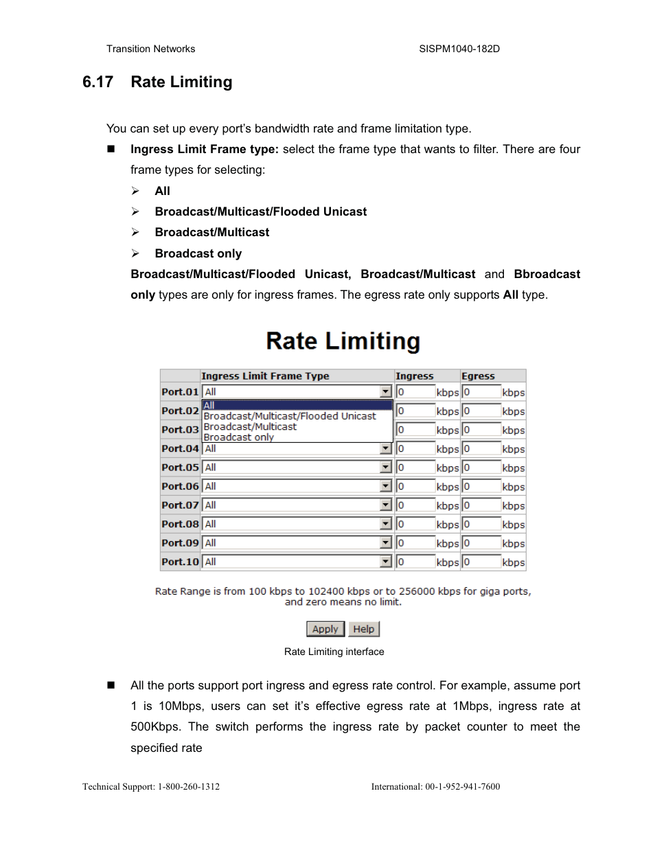 17 rate limiting | Transition Networks SISPM1040-182D User Manual | Page 83 / 157